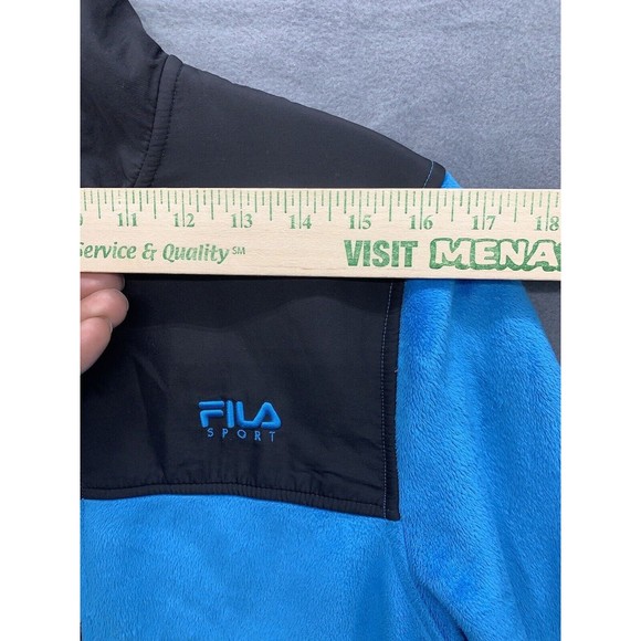 FILA Sport Women's Blue Black Fleece Full Zip Jacket Size Large Pockets Athletic - Picture 2 of 16